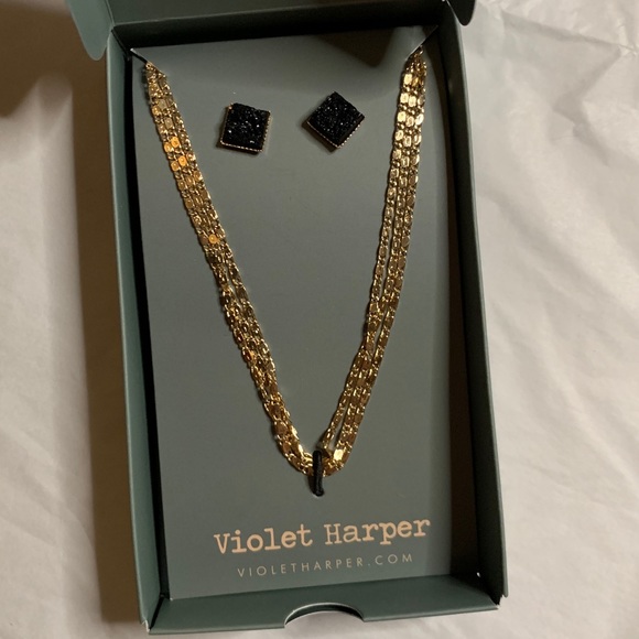 😍Isla Layered Necklace+Black Druzy earring - Picture 2 of 3